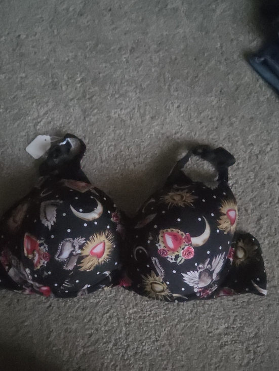 Torrid Curve Other - Black Celestial Print Underwire Bra with Floral Accents